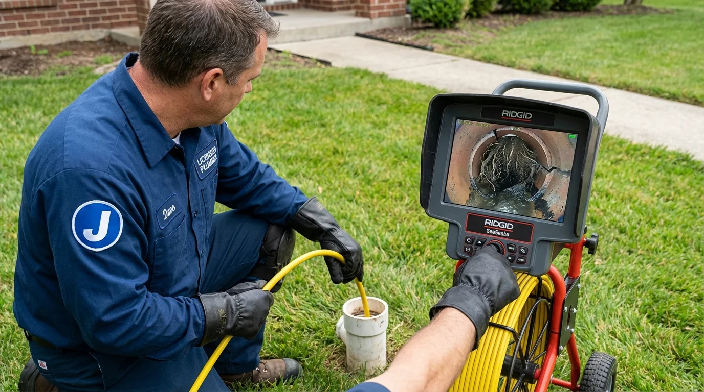 Sewer camera inspection being performed by Johns Plumbing LLC in Farrell